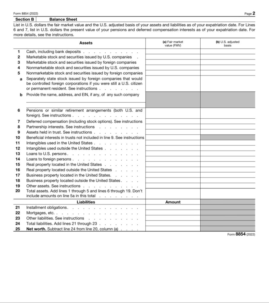 form8854, expatriation tax